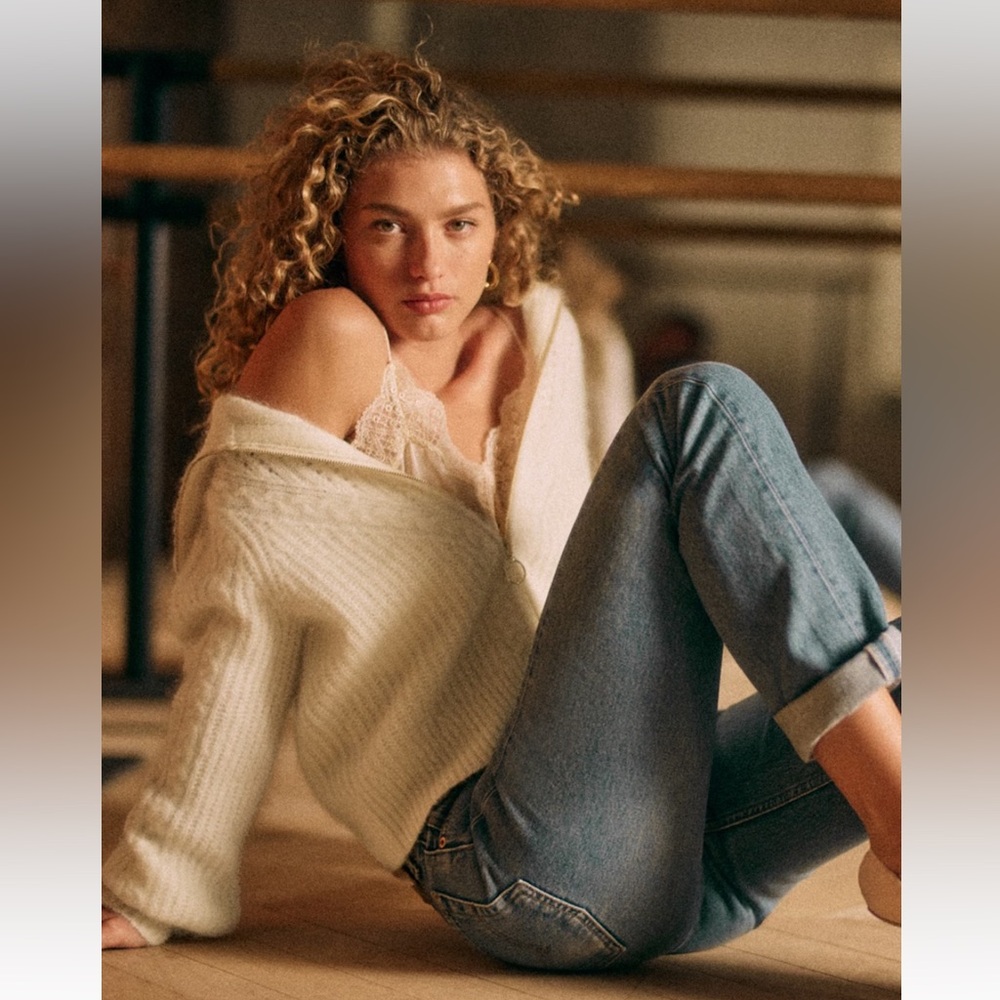 Sezane Matheo Cream Cardigan Sweater